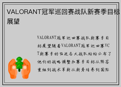 VALORANT冠军巡回赛战队新赛季目标展望